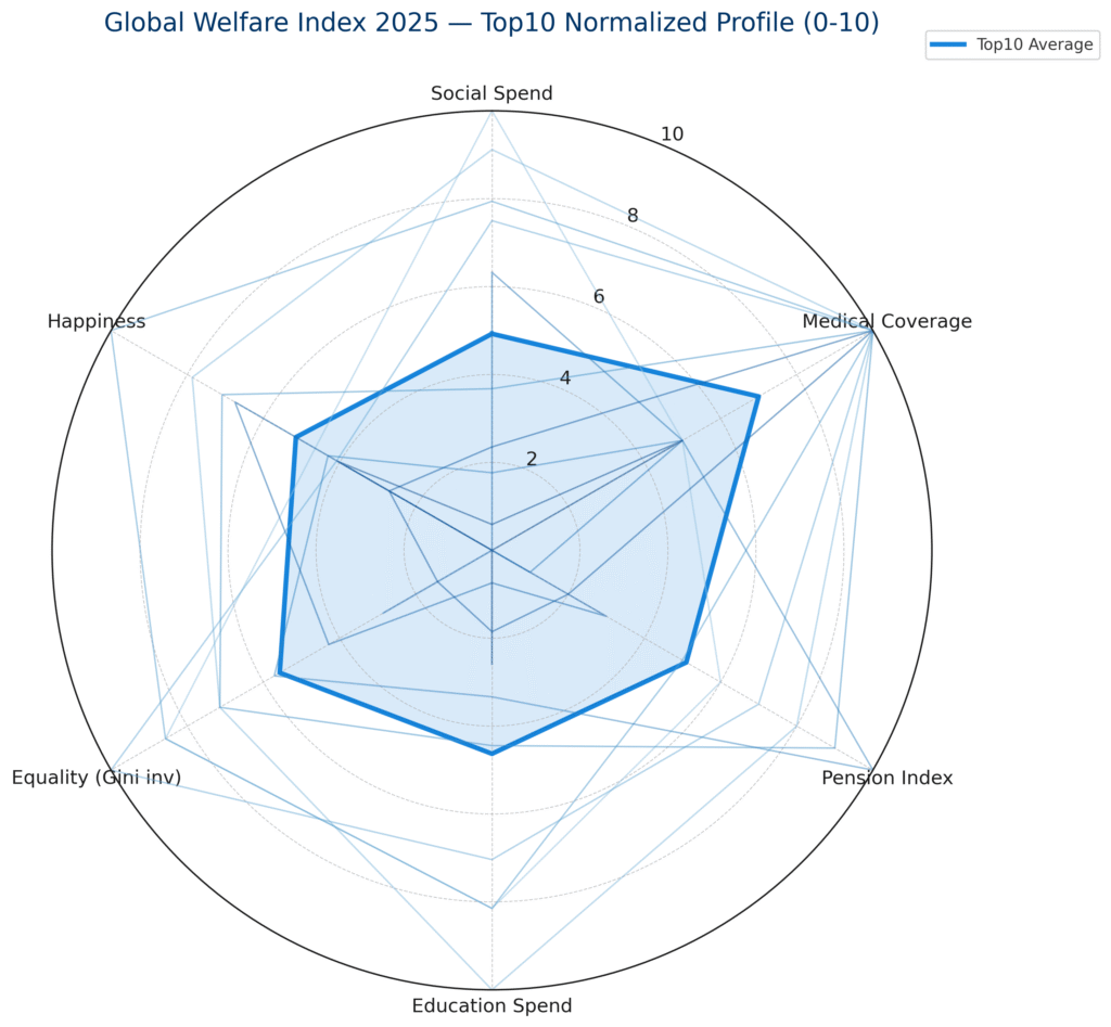 global_welfare_index_2025_radar Global Welfare Dimension Comparison