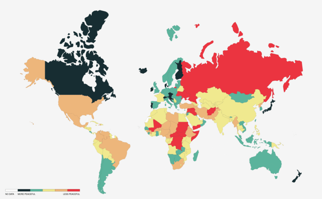 Overview of Danger Dimensions for Ranked Countries