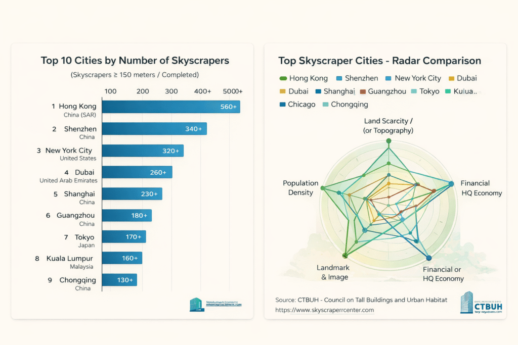 Top 10 Cities with most Skyscrapers in the World Chart