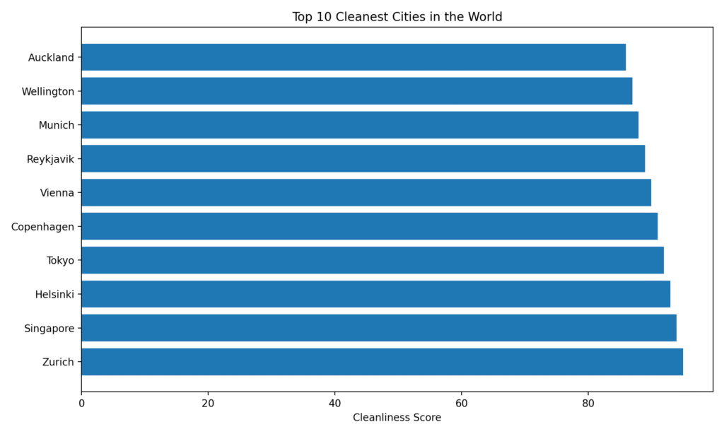 Top 10 Cleanest Cities in the World Chart